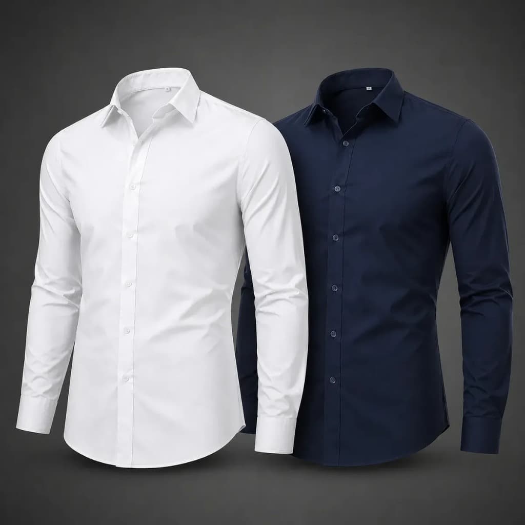 Kit 2 Camisas Sociais Masculinas Manga Longa Microfibra Slim Fit Gola Italiana Não Amassa P ao G1