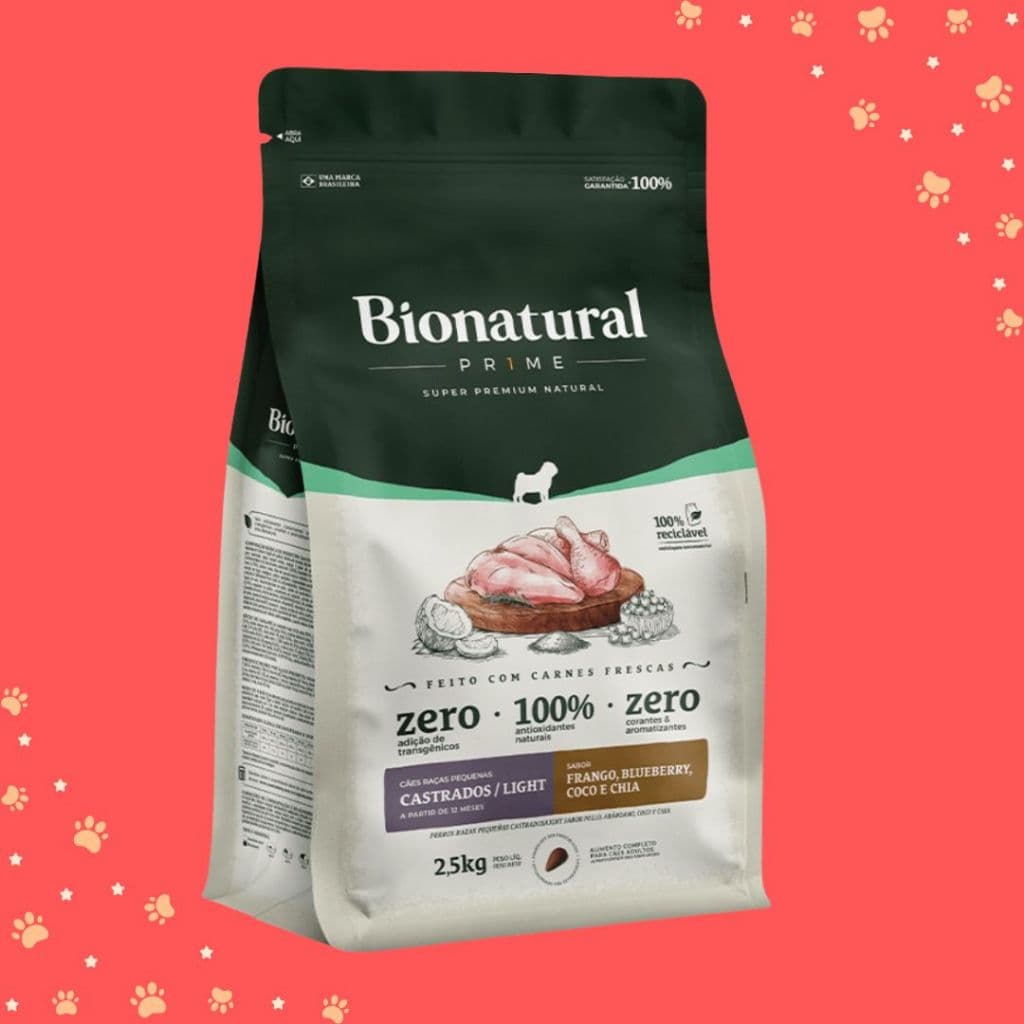 Ração Para Cachorros Adultos Pequenos Light Castrado Frango 2,5kg - Bionatural