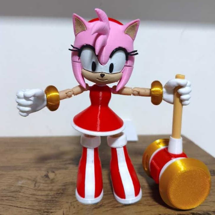 💖 Amy Rose Articulada 11 cm – Boneca Colecionável Impressa em 3D 💖