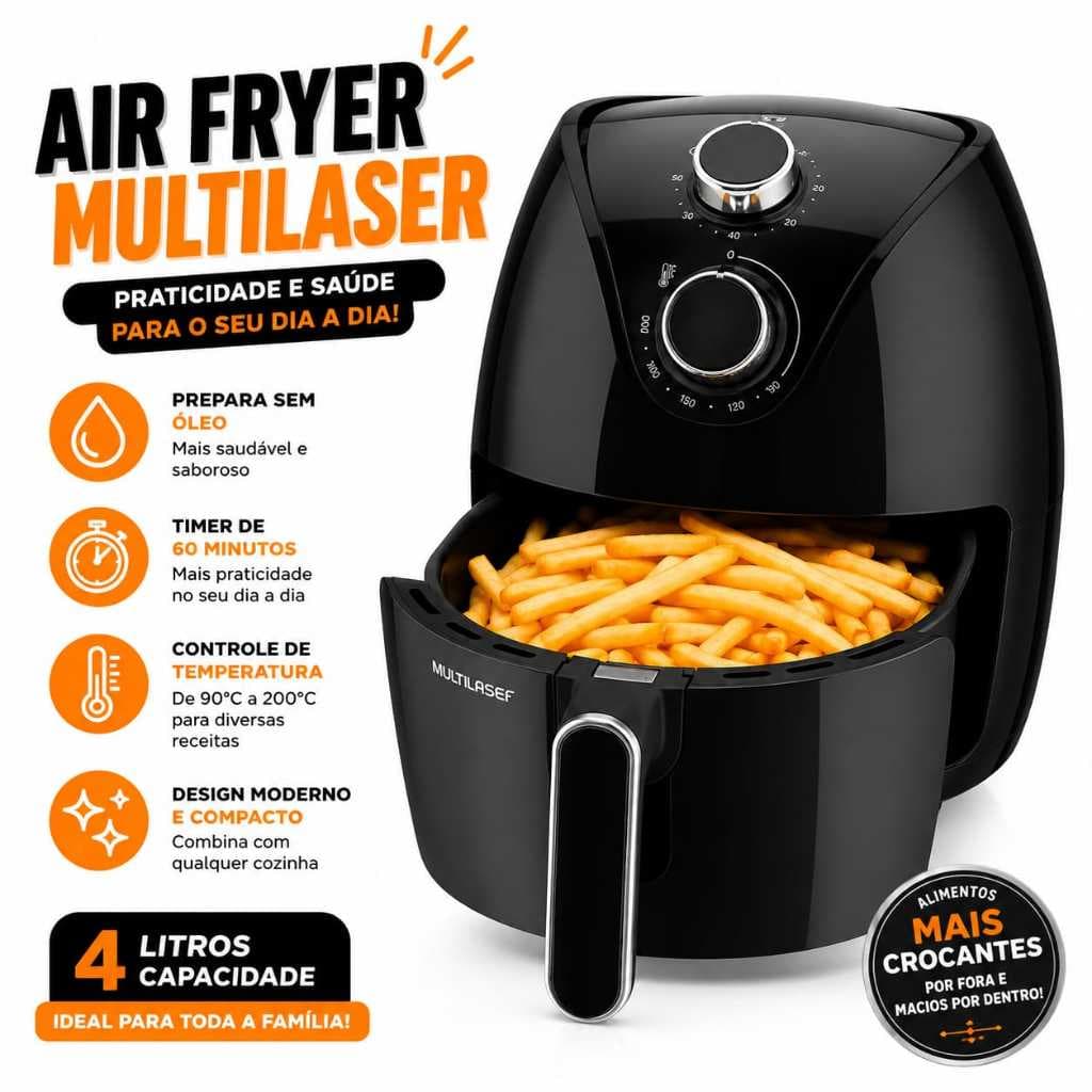 Air fryer 4L da Multi Home, fritadeira sem óleo