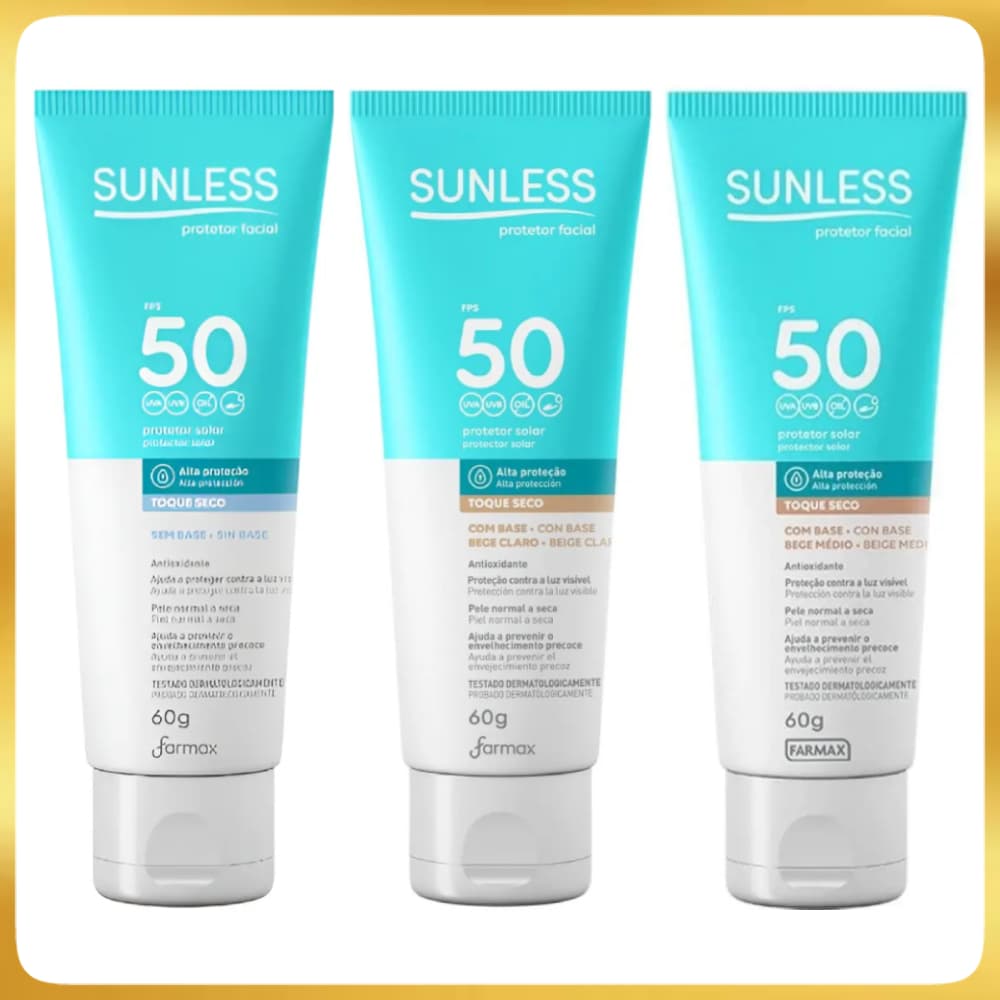 Protetor Solar Facial Sunless FPS 50 - 60g Toque Seco
