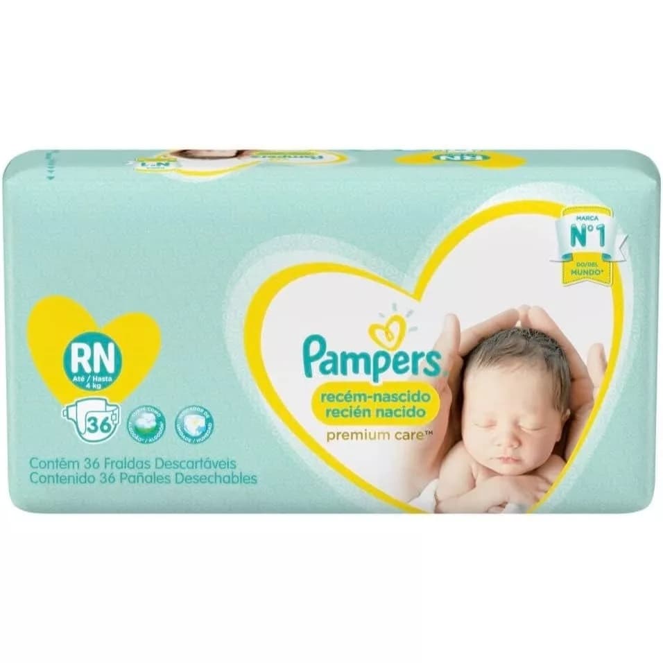 1 Pacote Fralda Pampers Premium Care RN até 4kg 36un
