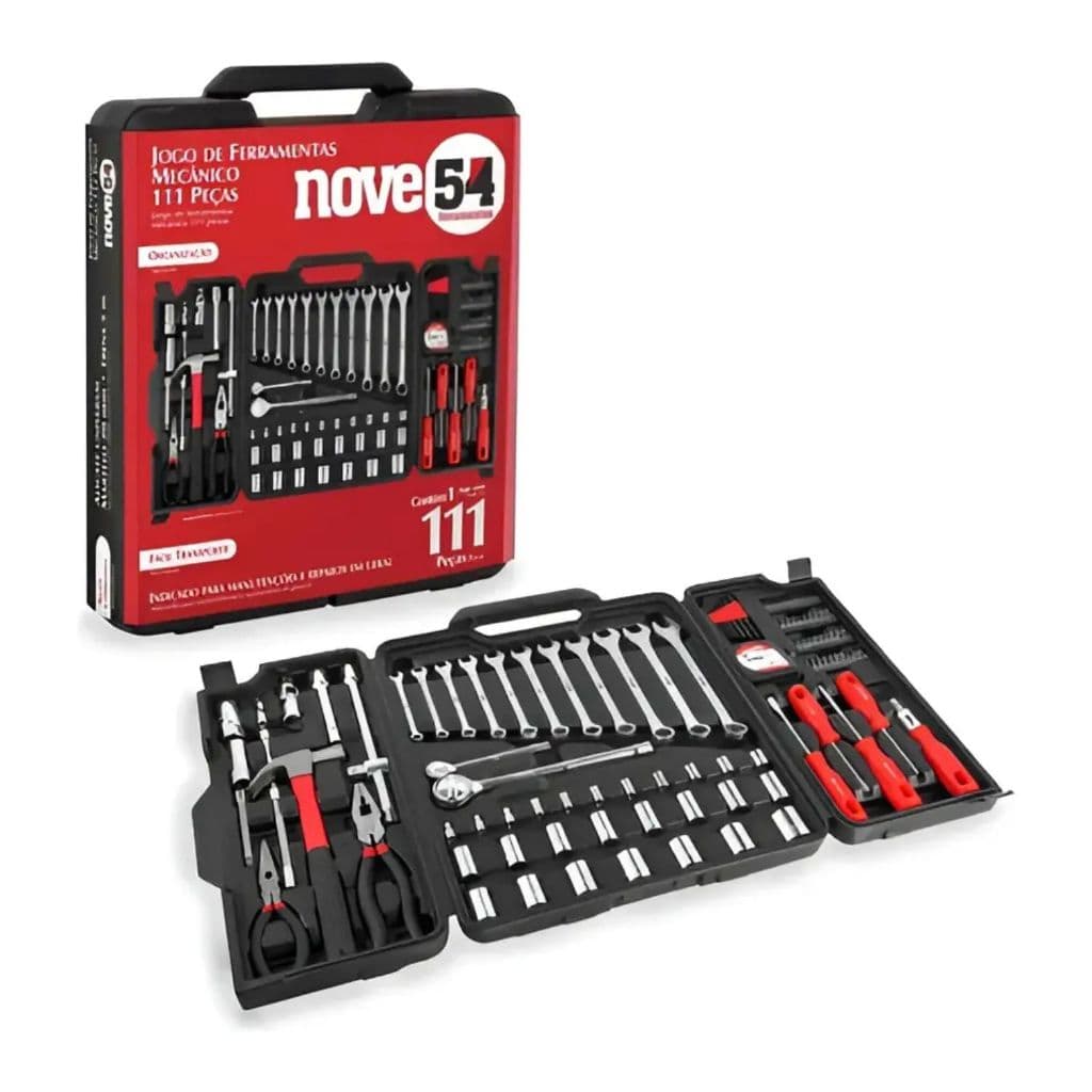 Kit Ferramentas 110 Peças Nove54 Completo Com Maleta Soquetes Catraca Uso Profissional