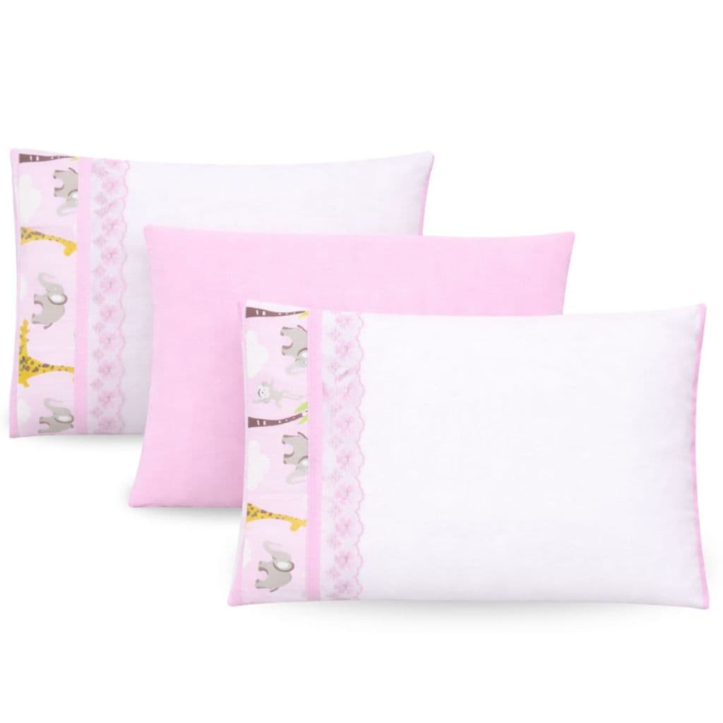 Fronha De Travesseiro Para Berço Kit 3 Peças Fronha Enxoval Bebe Menina Menino Rosa Azul