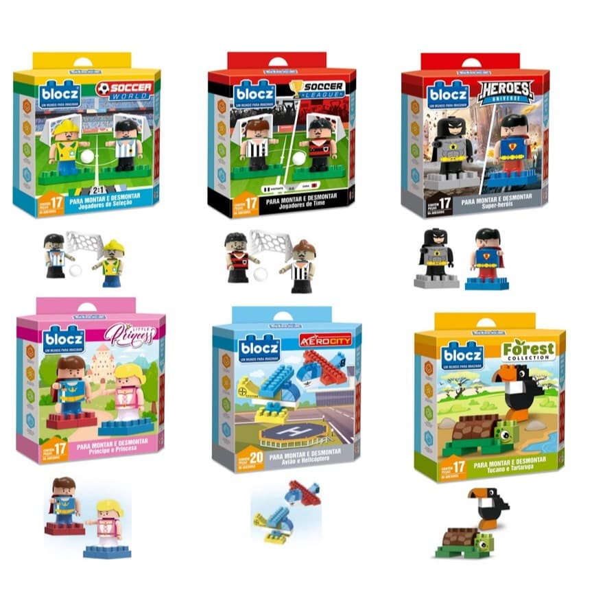 Brinquedo Bloco De montar Boneco Colecionavel Blocz Estilo Lego Menino e Menina