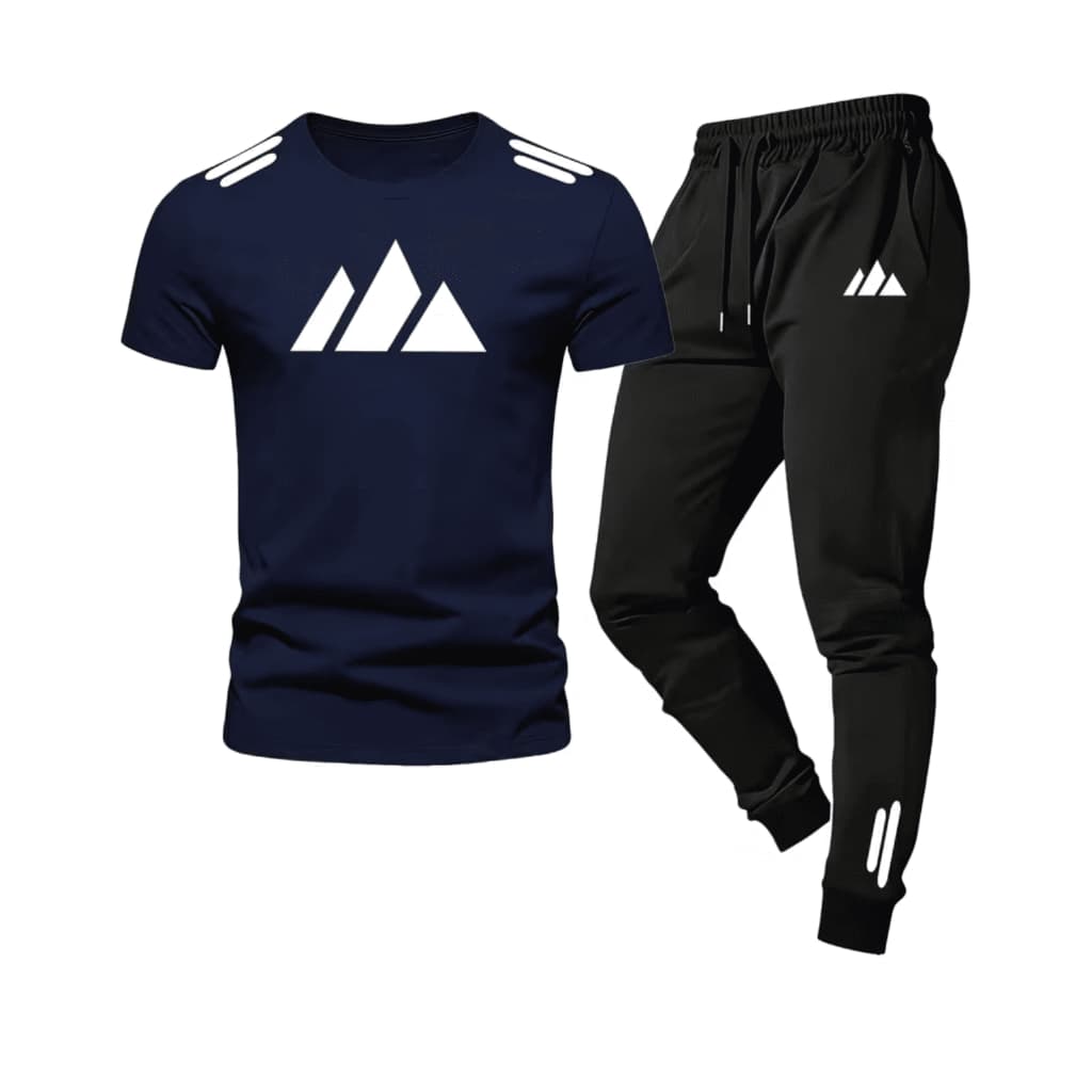 Conjunto Camiseta + Calça Moletom Blusa Camisa Masculina Moderna Estilo 3 Listras