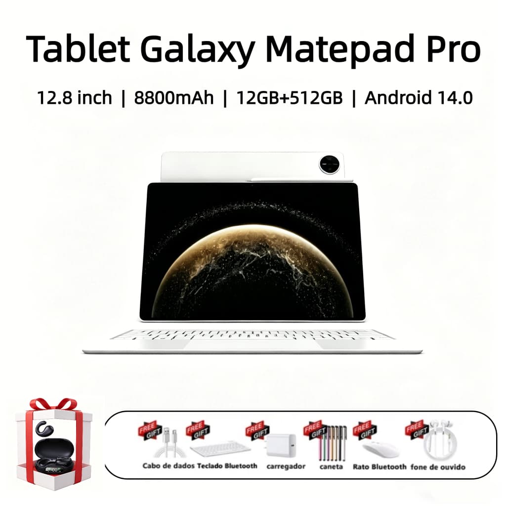 【Teclado + Mouse Grátis】Galaxy Matepad Pro 12.8 polegadas 12 GB+ 512GB Bateria de 8800 mAh Tablet Android 5G