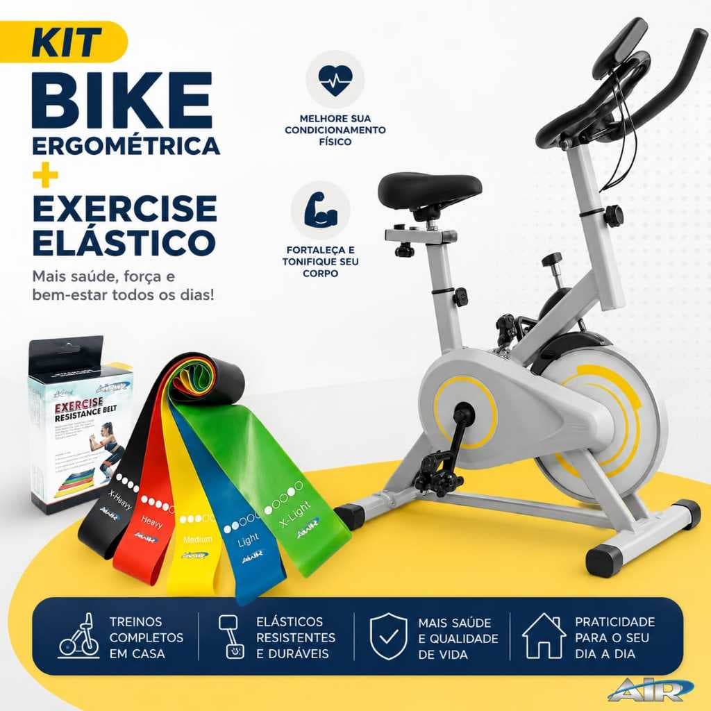 Bicicleta Ergometrica Spinning Residencial Fitness Branca Amarela