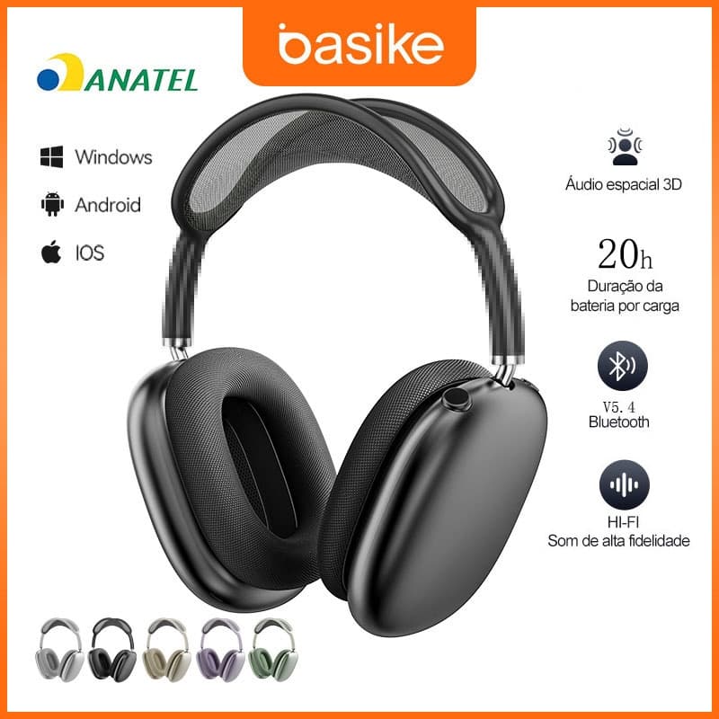 Basike Fones De Ouvido Bluetooth Headphone Sem Fio Com Almofadas Magnéticas Som Estéreo Confortável