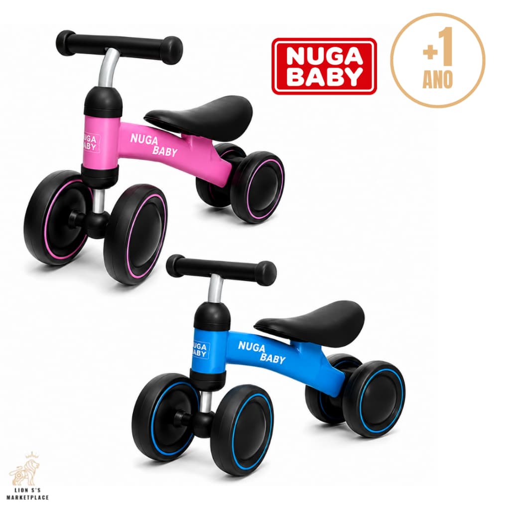 Bicicleta de Equilibrio Sem Pedal 4 rodas Bebê Infantil Nuga Baby