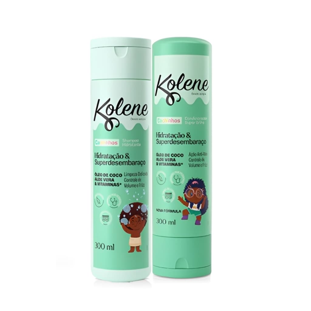 Kit Kolene Cachinhos Infantil Shampoo Hidratante e Condicionador Super Brilho 300ml Cabelos Crespos e Cacheados