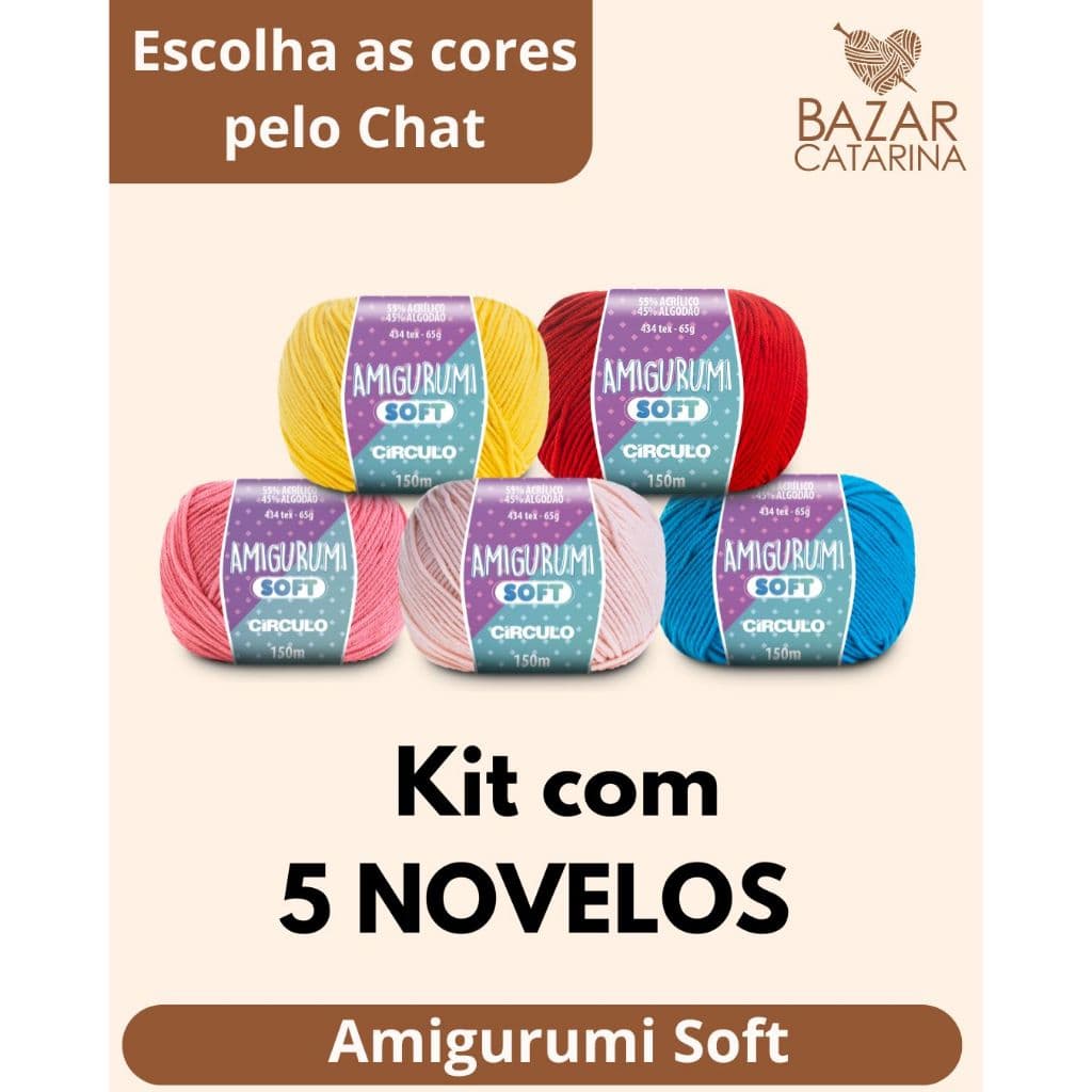 Fio Amigurumi SOFT kit com 5 unidades linha para crochê da Círculo