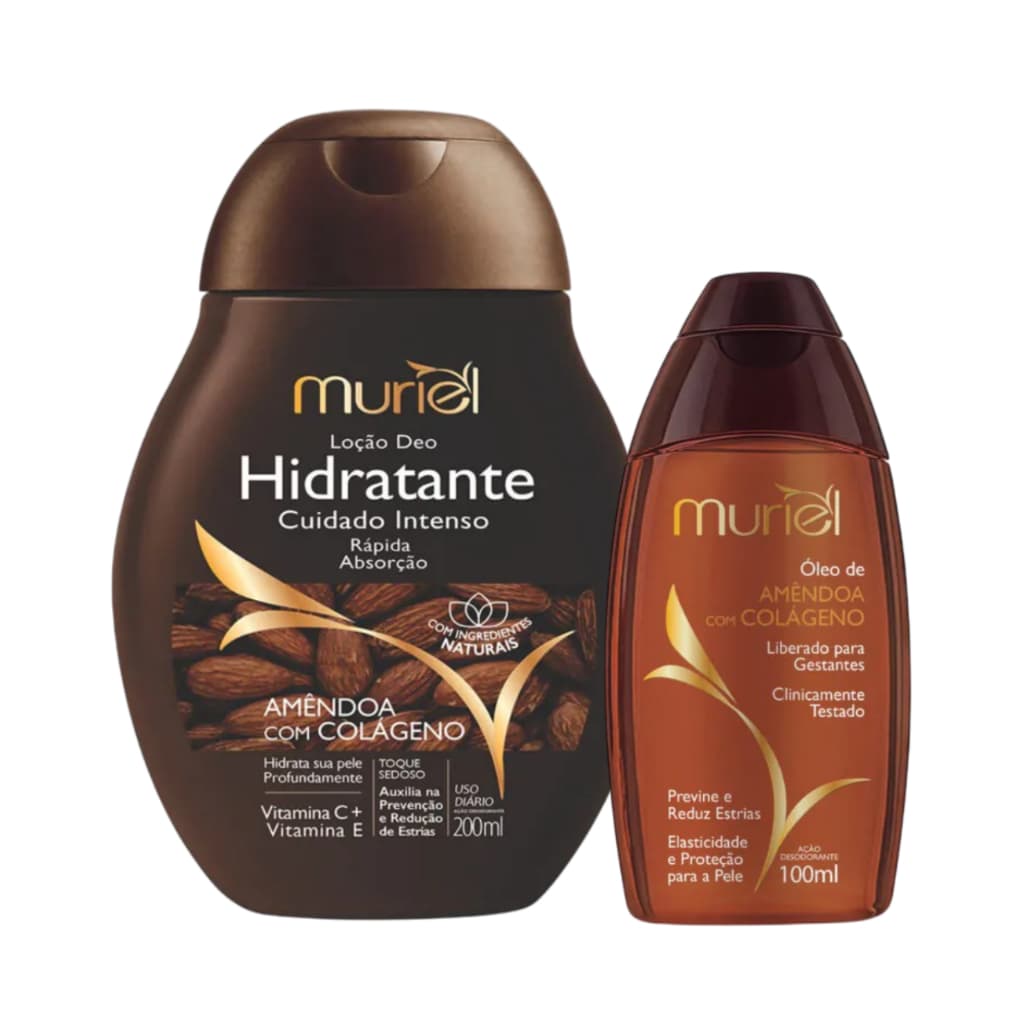 Muriel Kit Hidratante 200ml + Óleo 100ml Amêndoa com Colágeno