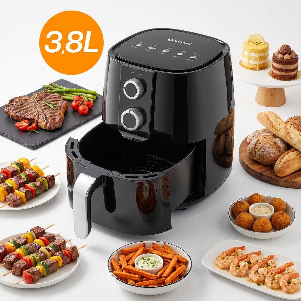 Fritadeira Elétrica Air Fryer 3,8L Sem Óleo 1700W Antiaderente Digital Assar Fritar Nakasaki Controle Manual