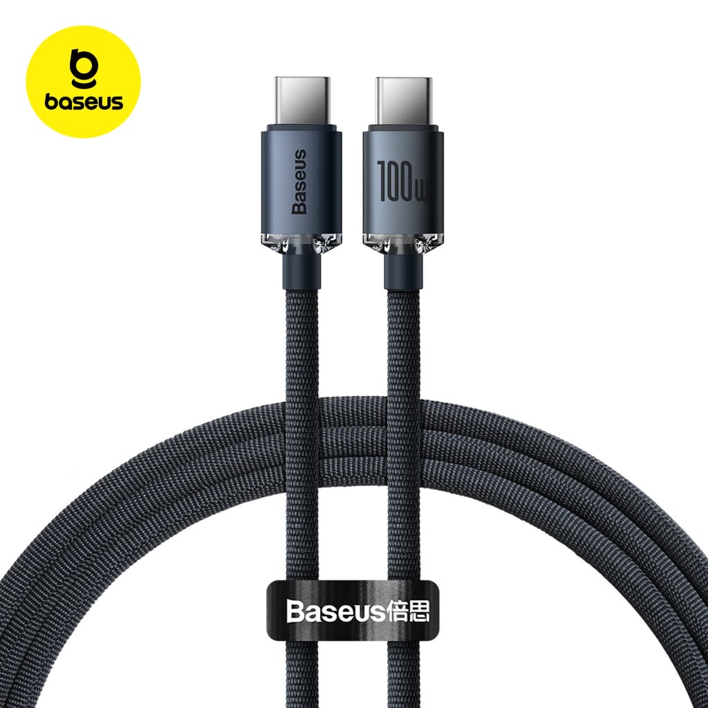 Baseus Cabo Rápido 100w 1,2m  Usb-C para Usb-C Brilho de Cristal  iphone 15/16/17