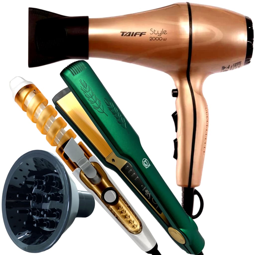 Secador De Cabelo Taiff Profissional Salão 2000w Ions Tourmaline Difusor Modelador Cachos Prancha Cerâmica 210°c p28