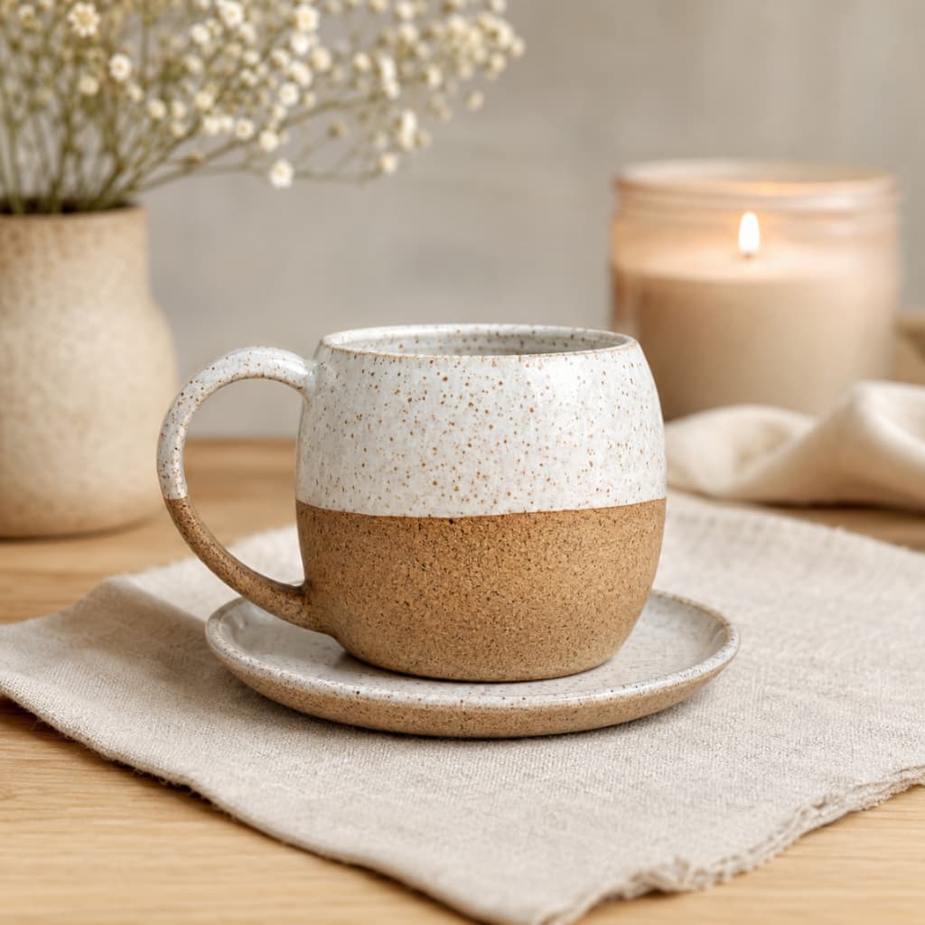 Xícara Orgânica Bojuda 120ml Feita à Mão de Cerâmica Artesanal Café Chá Caneca Expresso Louça Coffee