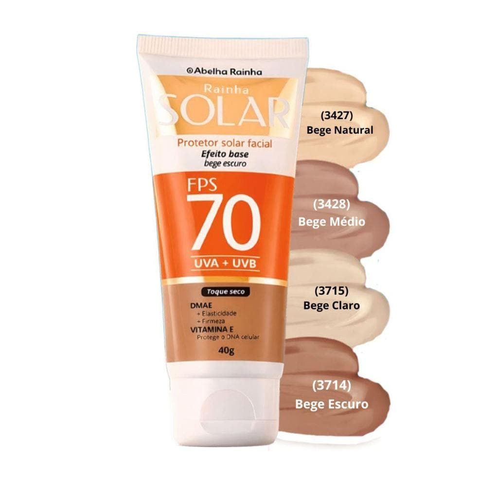 Protetor Solar Facial FPS 70 Cor de Base Com Dmae Abelha Rainha