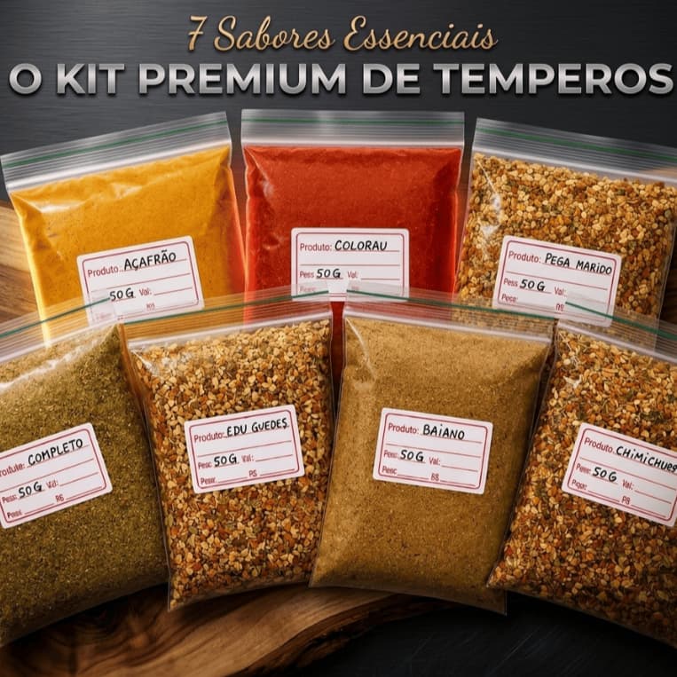 KIT 7 TEMPEROS COMPLETO E CONDIMENTOS PARA RECEITAS