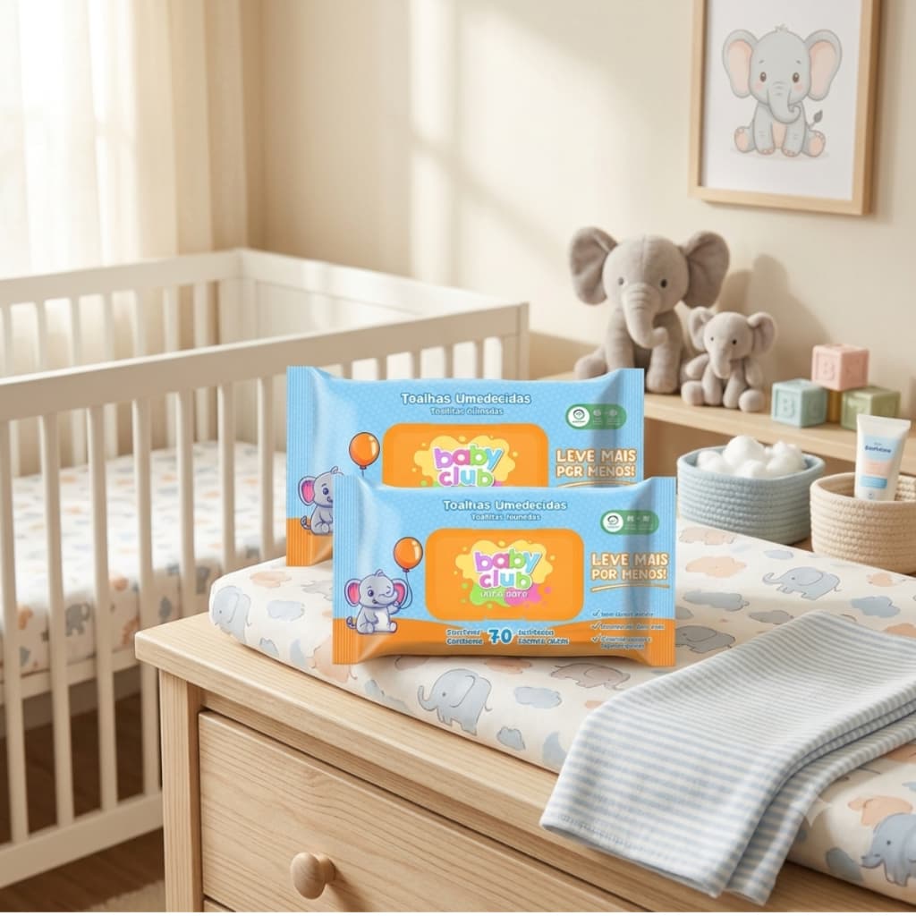Kit 3 Pacotes de Lenços Toalhas Umedecidas Infantil Neném Bebê e Adulto
