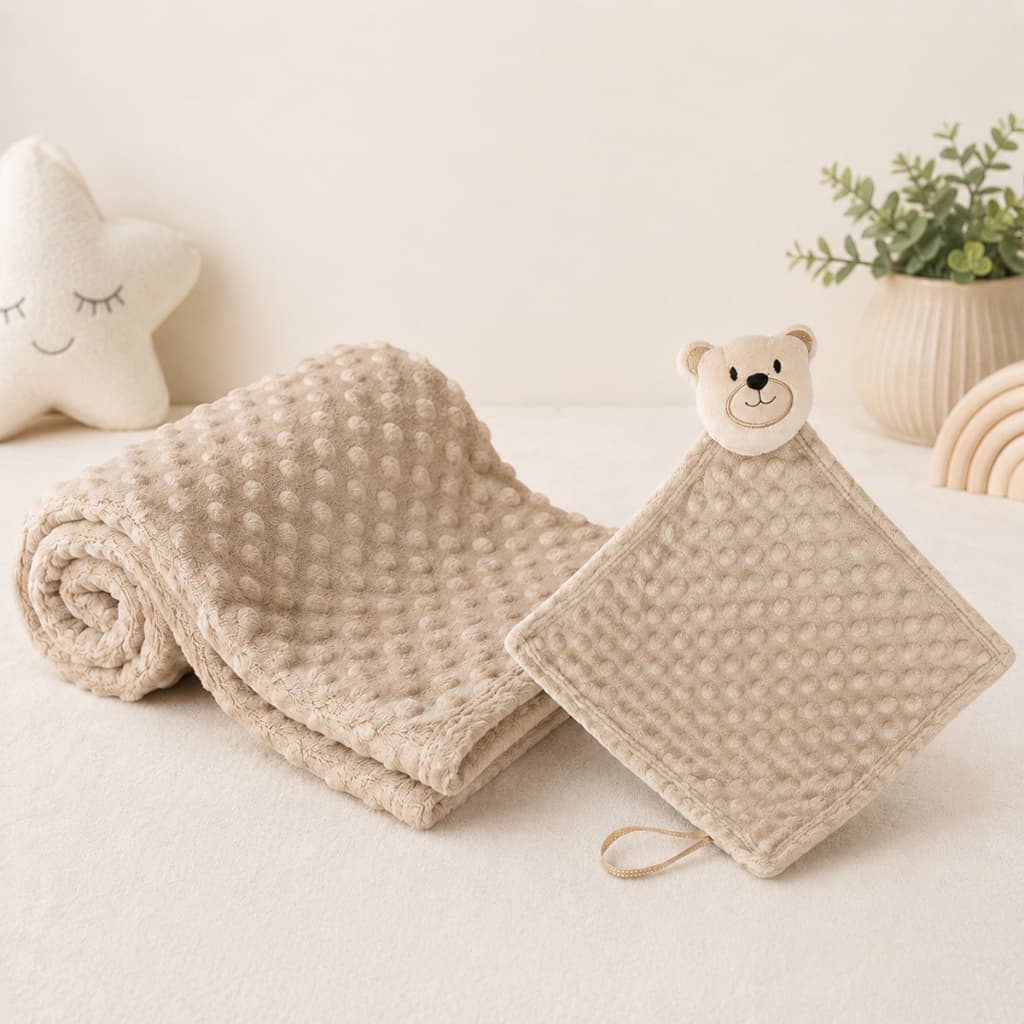 Manta Cobertor de Bebê c/ Naninha Para Menina Menino Infantil Mantinha Premium 02 Peça