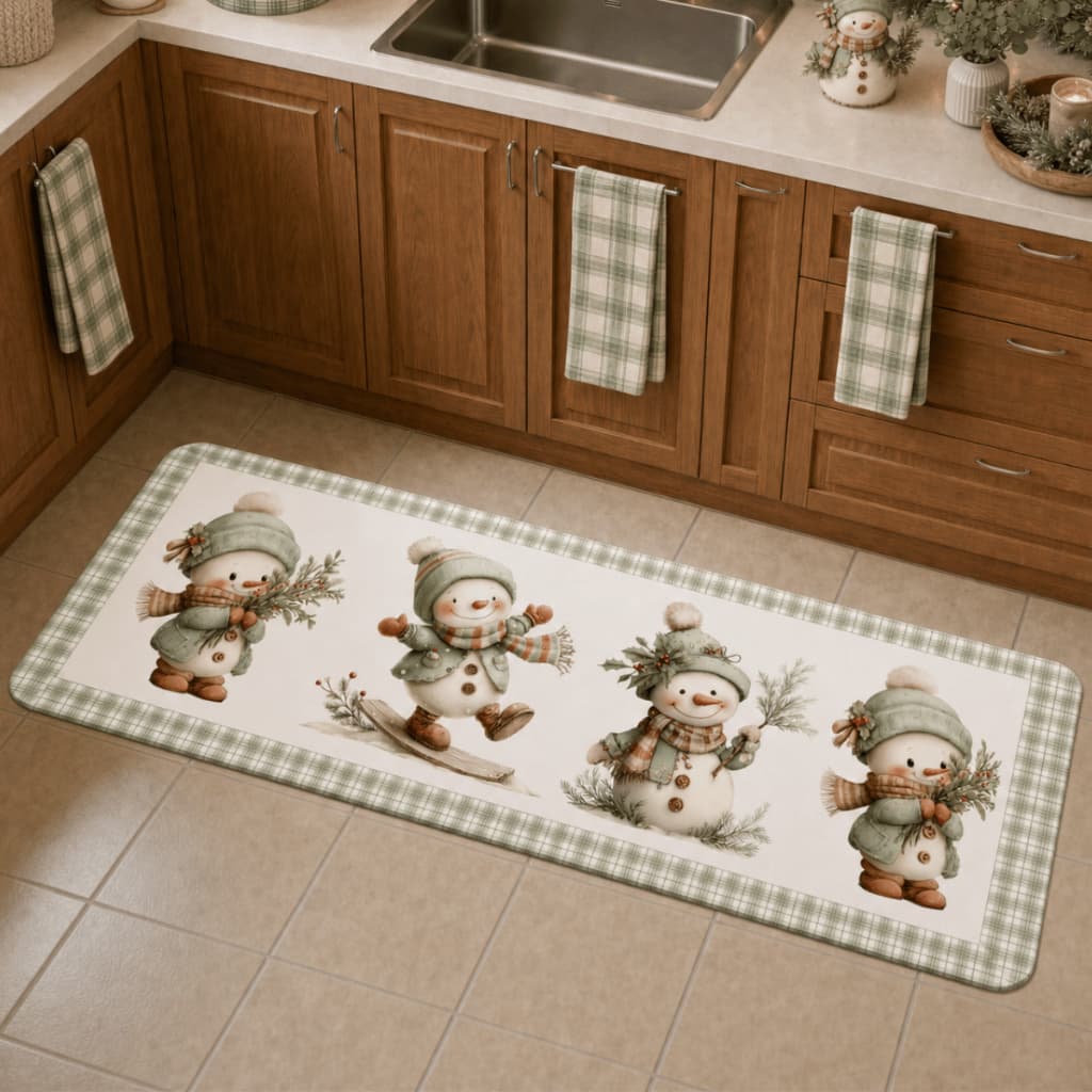 Passadeira Estampada Antiderrapante 120x45cm Tapete para Cozinha e Sala de Jantar, Natal, Papai Noel