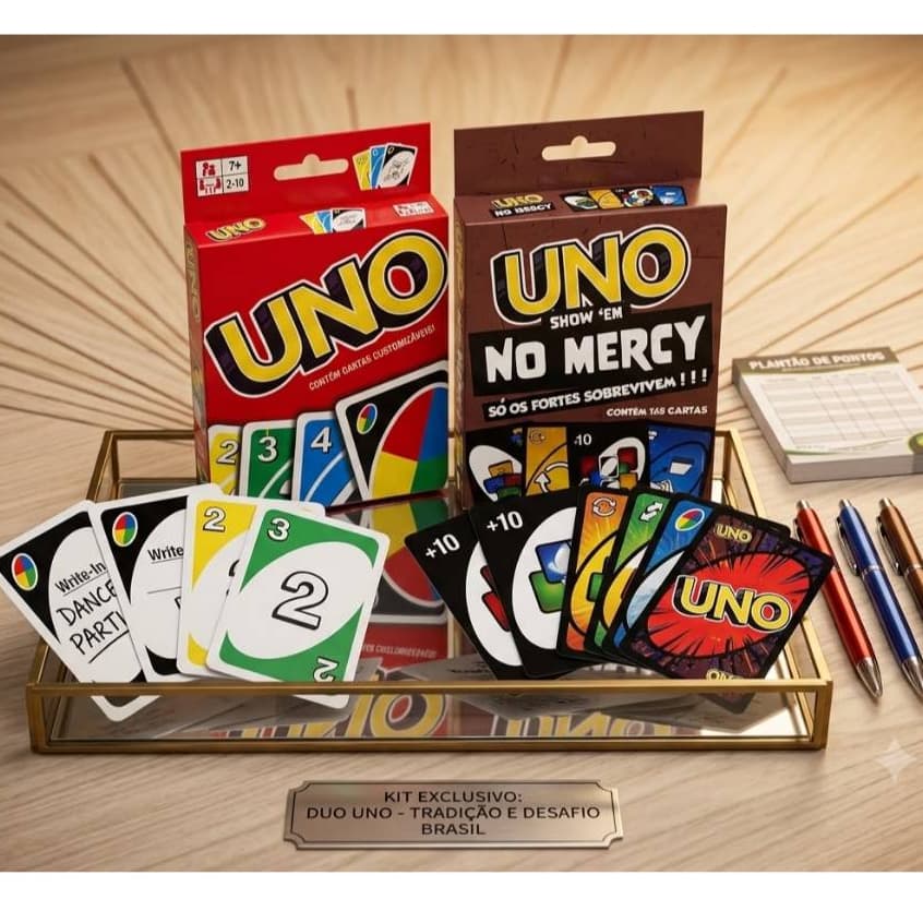 Jogo de Cartas Uno para Diversão em Família Baralho  com 104 cartas PERSONALIZADO