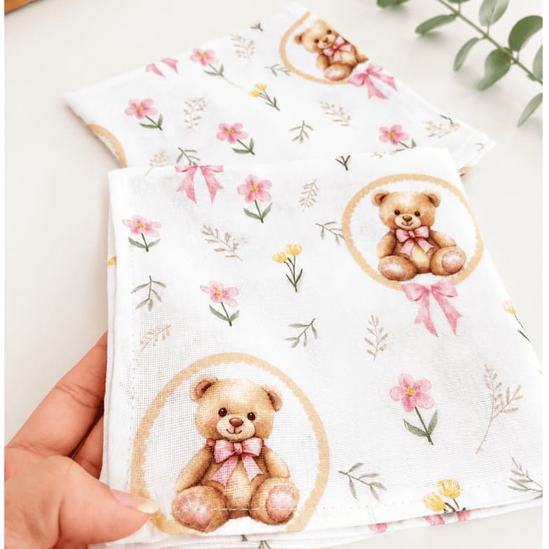 Fraldinha de boca estampadas, kit com 2 unidades. Fralda de boca. Enxoval de bebê