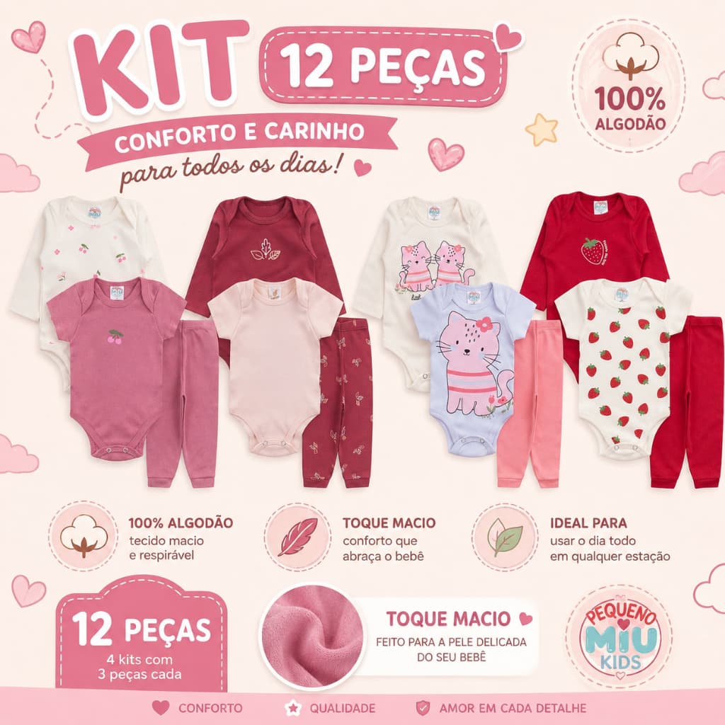 12 peças body bebê manga curta longa calça menina menino roupa bebe