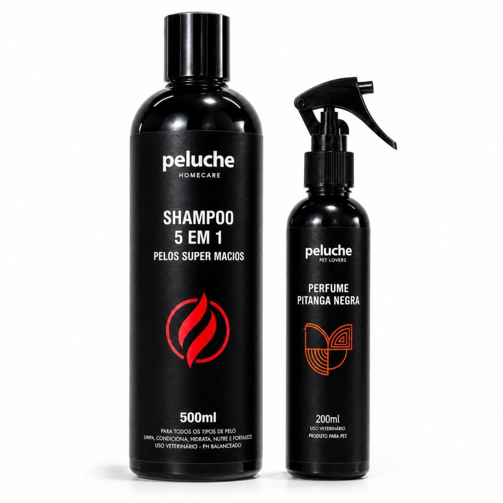 Shampoo 5 em 1 para Cachorro Perfume Pitanga Negra Peluche Kit Banho Pet para Cães Banho e Tosa Cosméticos Pet