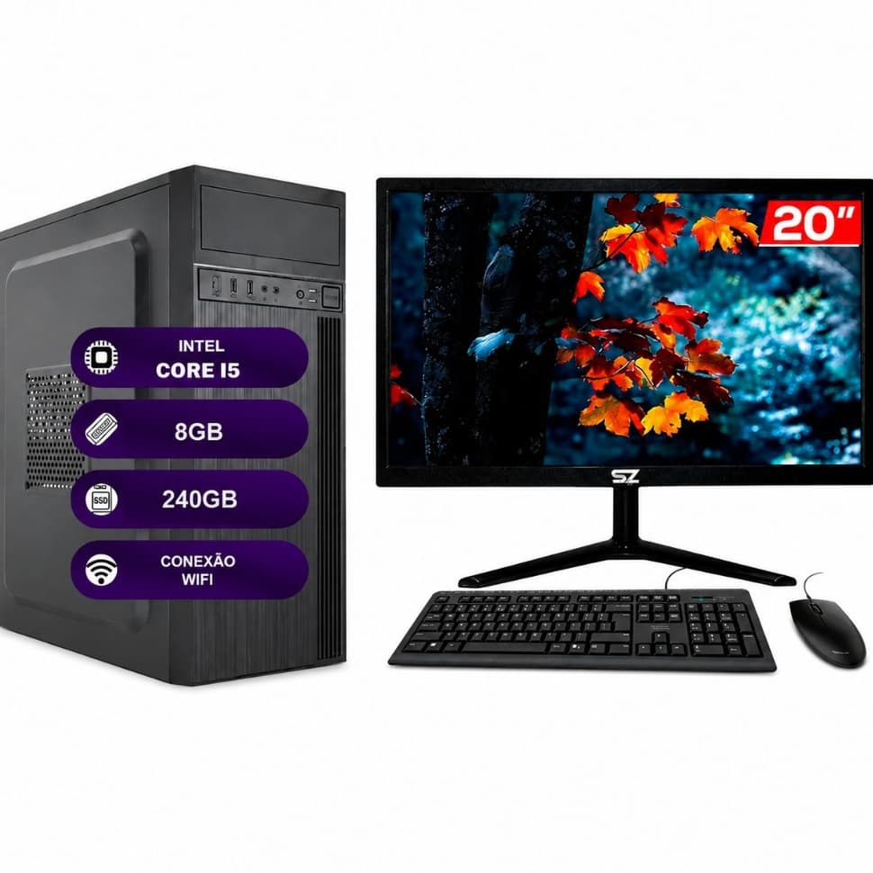Computador Intel I5 Ssd 240gb 8gb Memória Ram Monitor "20"