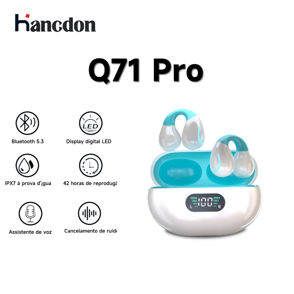 Fone de ouvido Bluetooth Q71, fone de ouvido esportivo, fone de ouvido com redução de ruído, Bluetooth 5.3 para chamadas