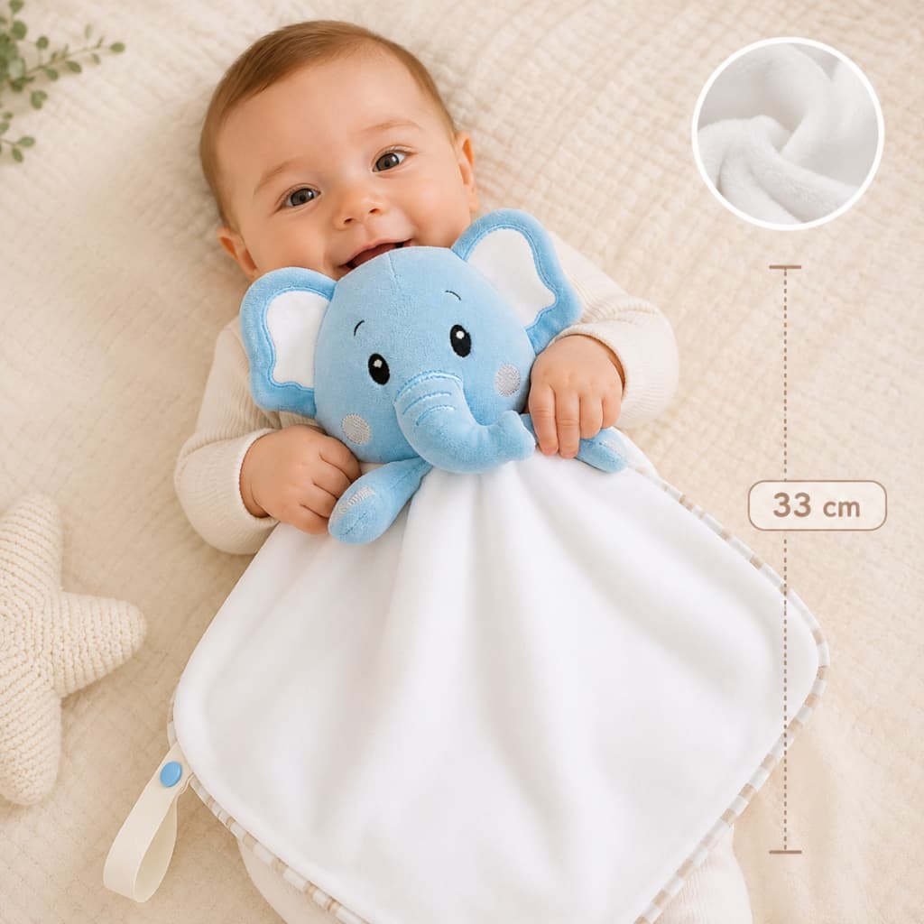Naninha Elefantinho Bebê Pelúcia 30cm Antialérgica Super Macia Chupeta Conforto Sono Presente Recém Nascido Fofo