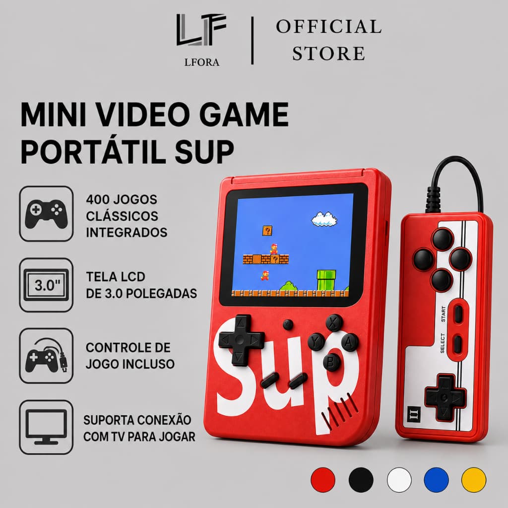 Mini  Nintendo Vídeo Portátil Jogos Sup Retrô/ 400 jogos + 1 Controle para 2 jogadores Console