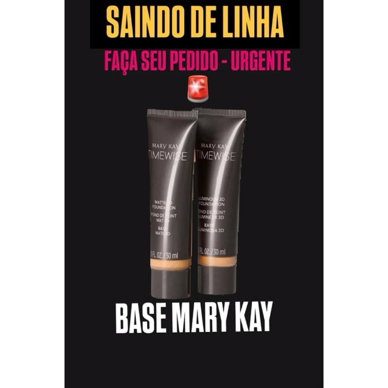 Base Líquida Matte Mary Kay TimeWise 3D 30ml Alta Cobertura Controle Oleosidade 12h