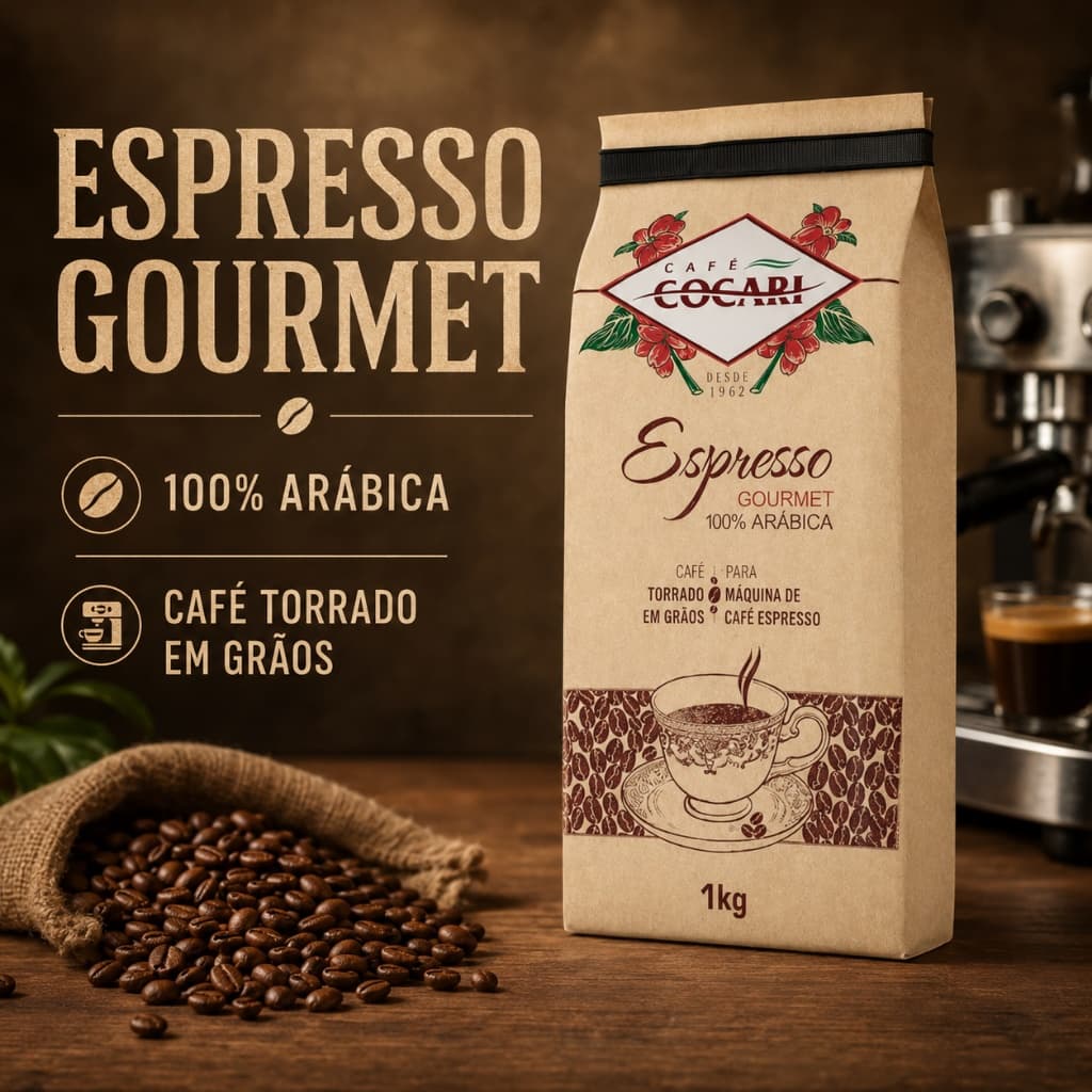 Café em Grãos 1kg Espresso Gourmet 100% Arábica Cocari