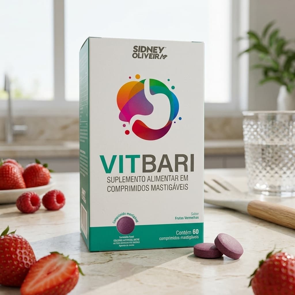 VITBARI Suplemento de Vitaminas e Minerais 60 Comprimidos Mastigáveis Sidney Oliveira Frutas Vermelhas