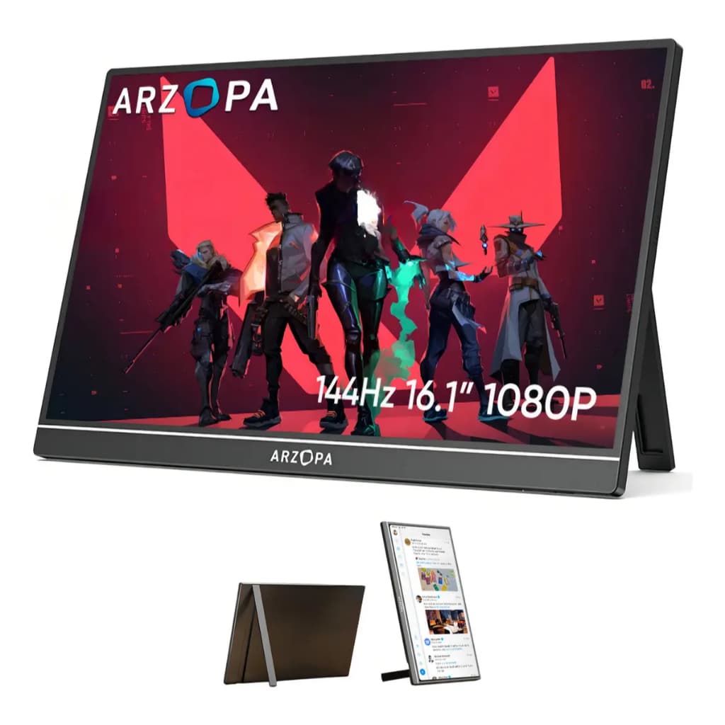Monitor Portátil Arzopa Gamer 16.1 Polegadas Ultrafino 144 Hz 1920x1080p Hdr Full Hd 100% Rgb Cor Preto 127/220v