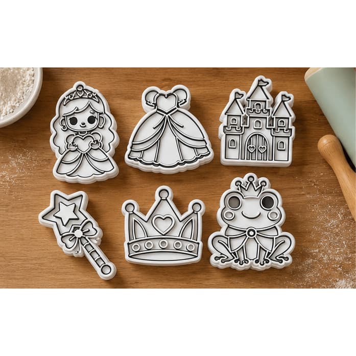 KIT 6 CORTADORES PRINCESA DISNEY BISCOITO/MASSINHA MODELAR ANIVERSARIO/FESTA