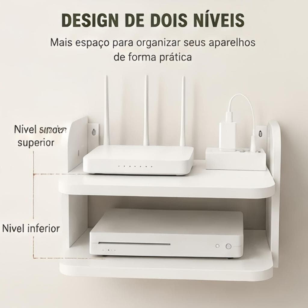 Prateleira MDF para Roteador Wifi Suporte Invisível de Parede para TV e Modem