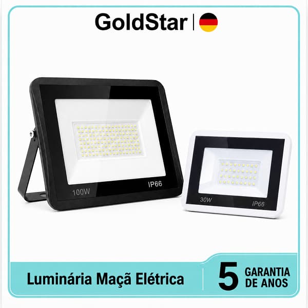 GoldStar 1000W Led Luminária Holofote Bivolt Prova D'água Branco Frio Luz Intensa Forte Quintal