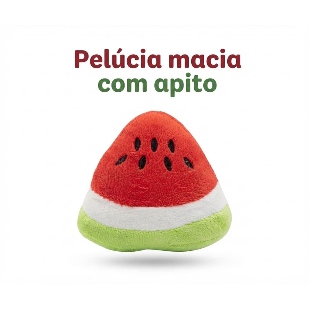 Brinquedo Interativo Para Cachorro Pelúcia Melancia Com Apito Mordedor Resistente