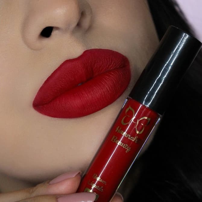 Batom Liquido Matte Hannah Beauty Cor Hannah Vermelho Clássico Alta Pigmentação Longa Duração Não Transfere Vegano