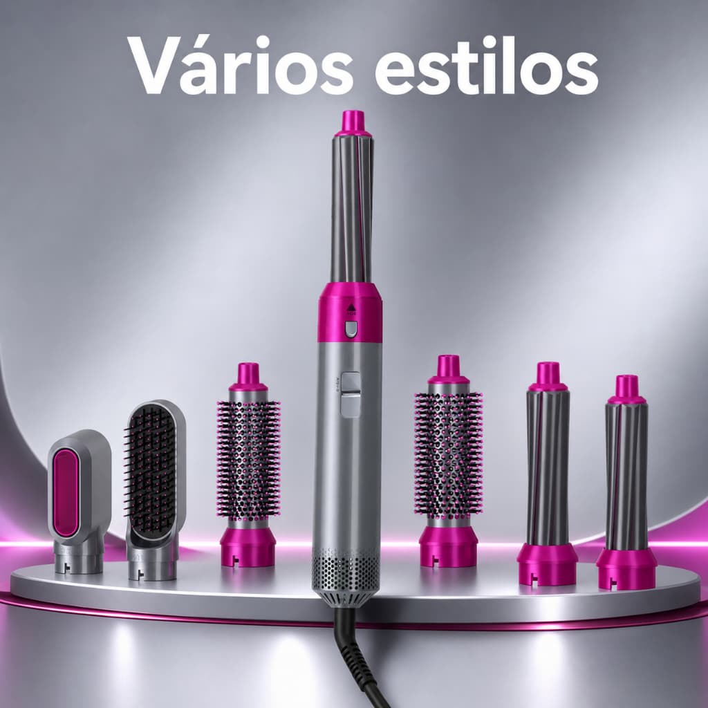 Escova Secadora E Modeladora 5 Em 1 Multifuncional Profissional Alisadora Modelador De Cachos Secador Cabelo Bivolt