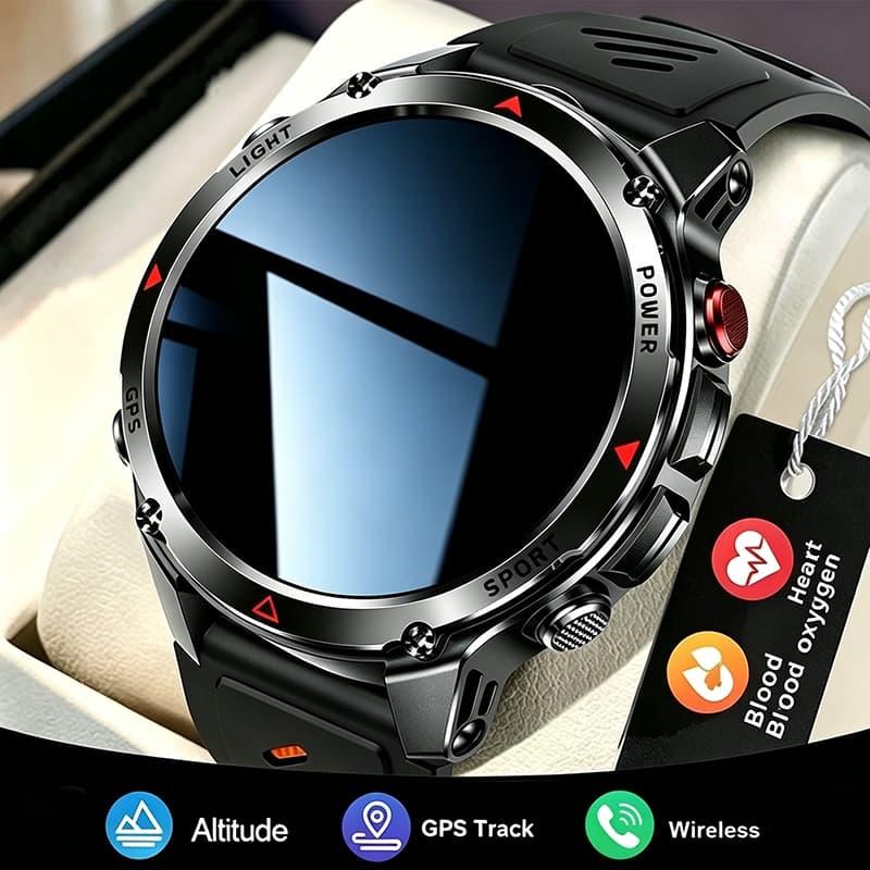YANG WIERA Relógio Inteligente GPS Masculino Esportivo IP67 à Prova D'Água Monitor de Saúde Chamada Bluetooth Smartwatch