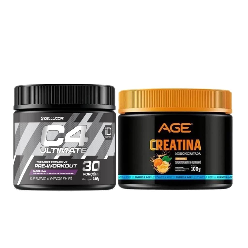 Pre Treino Importado C4 30doses + Creatina 1un