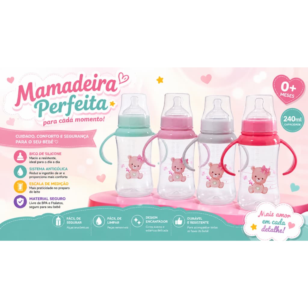 Mamadeira Pimpolho 320ml Conforto para o Bebê