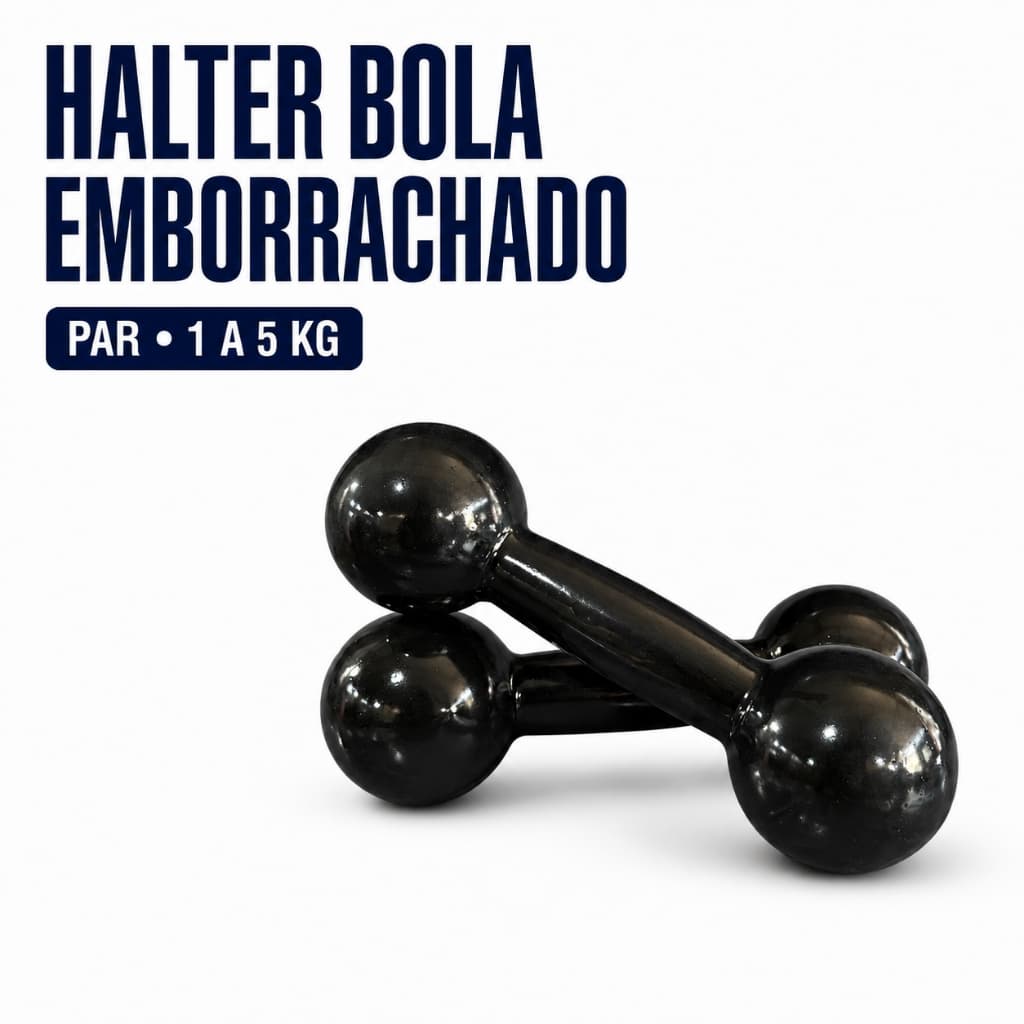 Halter Bola Emborrachado Academia 1kg a 5kg Peso Treino Em Casa Funcional Fisioterapia Estetica Autocuidado