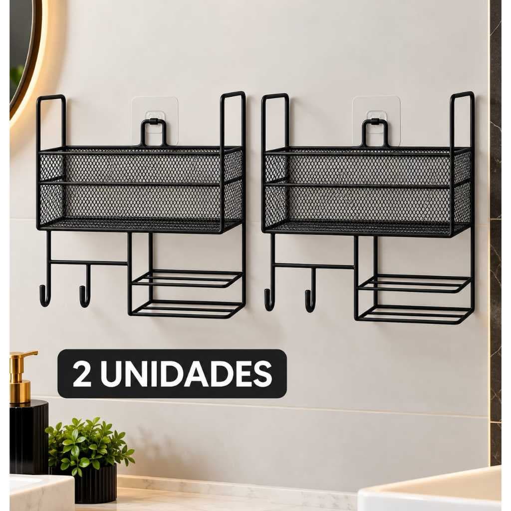 kit de 2  Suporte Organizador Multiuso Para Banheiro Cozinha  área de serviço Sem  Furos