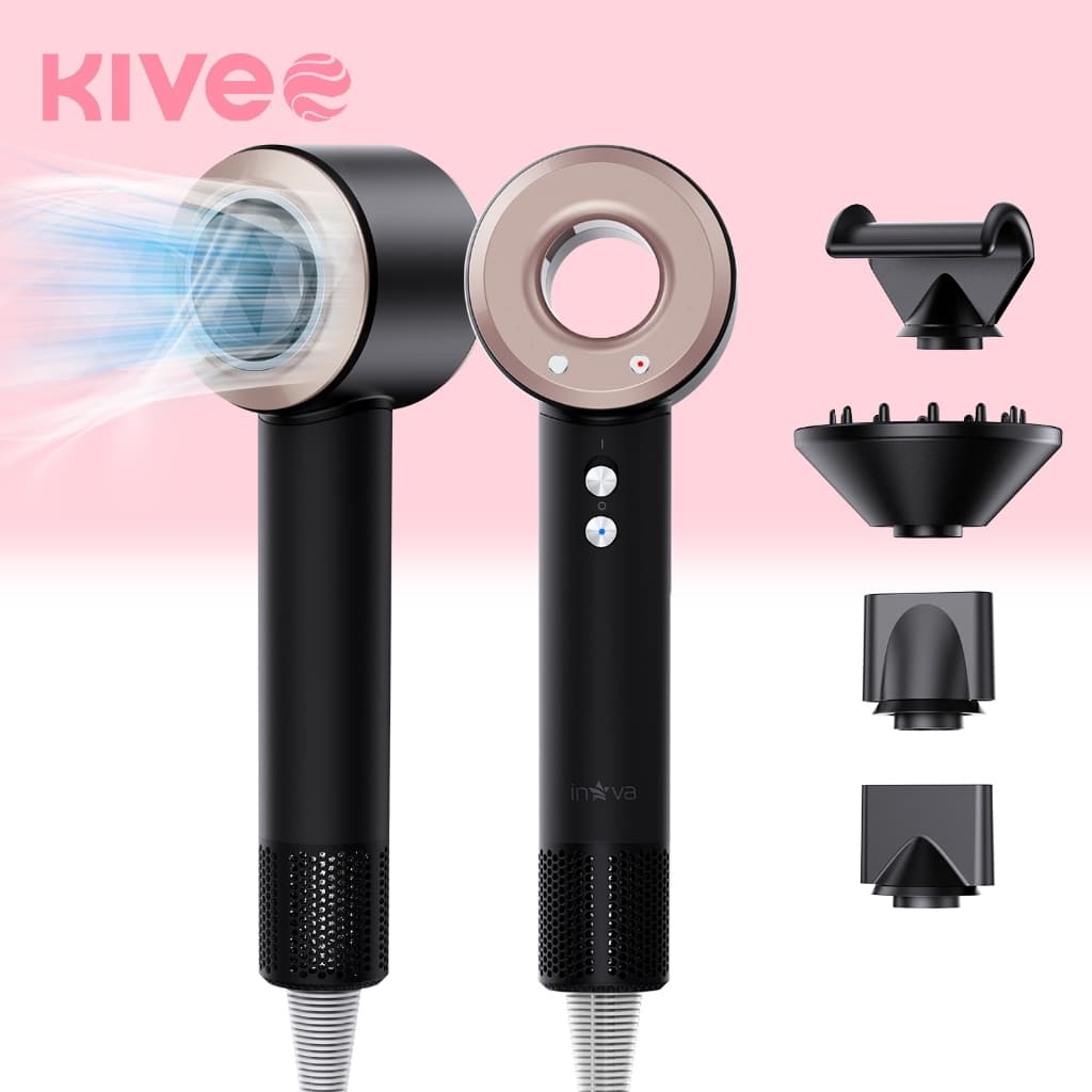 Kivee X Inova Secador de Cabelo Profissional Iónico de 1200W com Difusor para Caracóis Motor de 105 mil RPM Leve